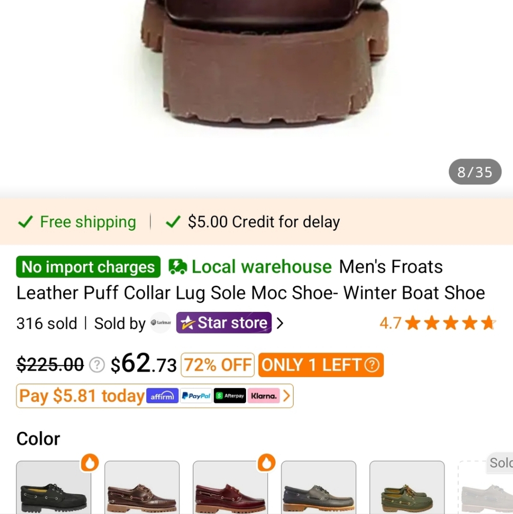 Brown Leather Men's Moc Shoe  Different Sizes Available